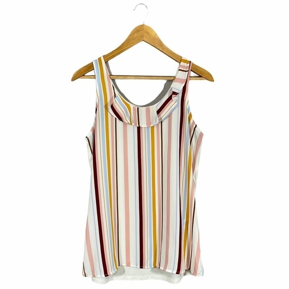 RW & CO | Womens Sleeveless Summer Striped Light Scoop Neck Tank​​ - Picture 1 of 7